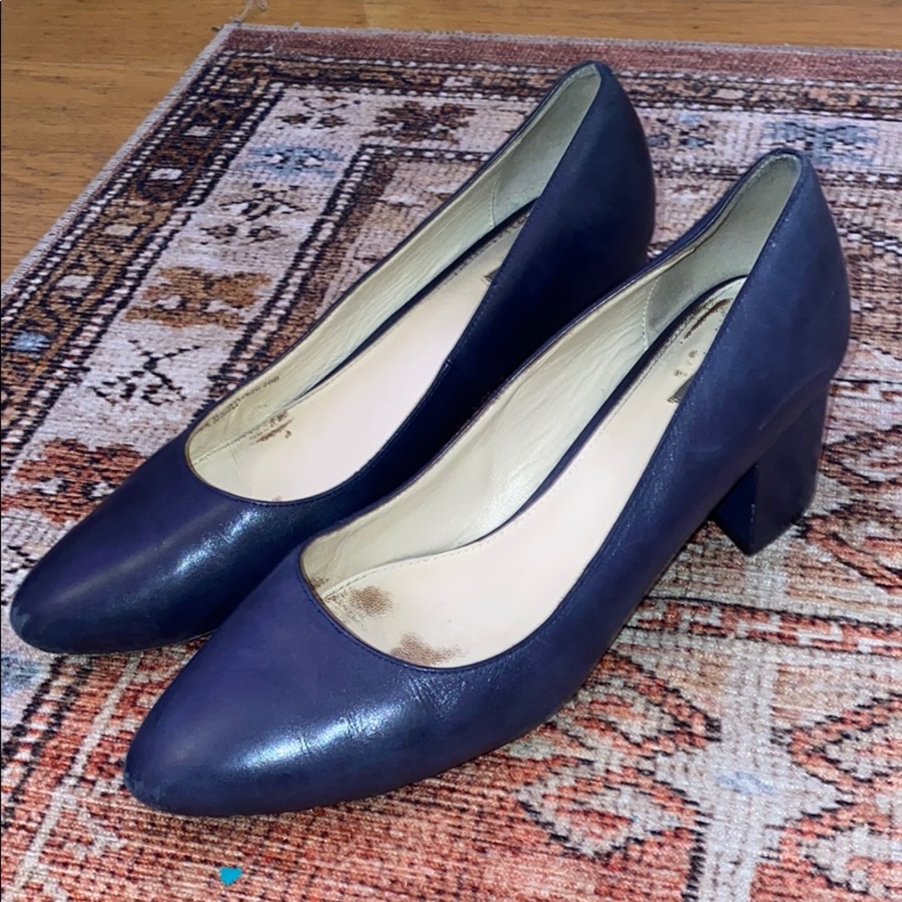 Cole Haan block heel navy leather heels size 10